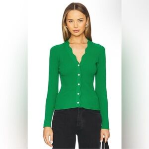 Rails Dita Top Kelly Green XL Scallop cut ribbed cardigan